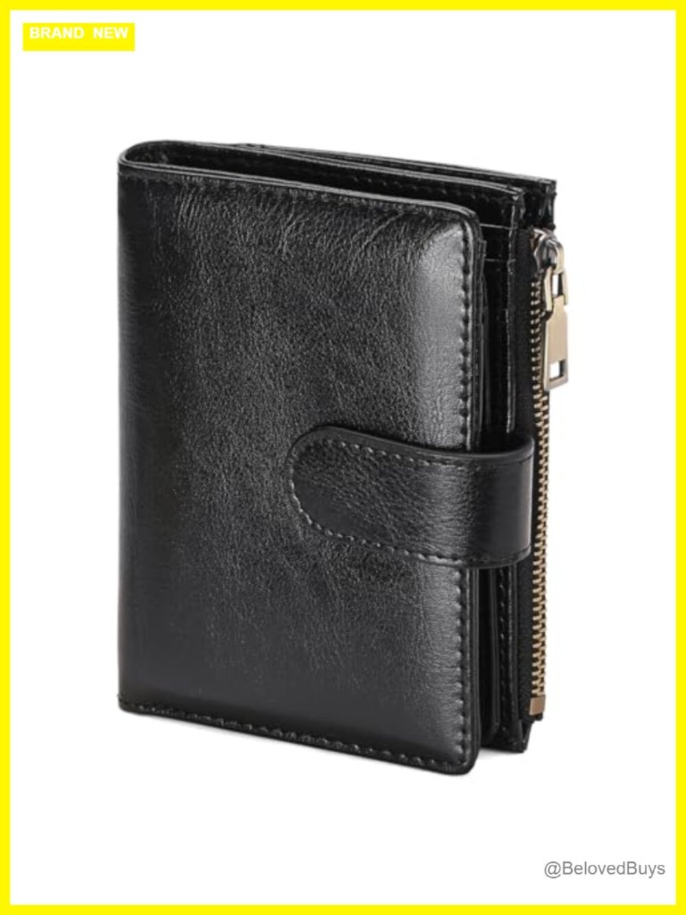 Womens Vegan Leather RFID Blocking Bifold Wallet with Zipper Pocket